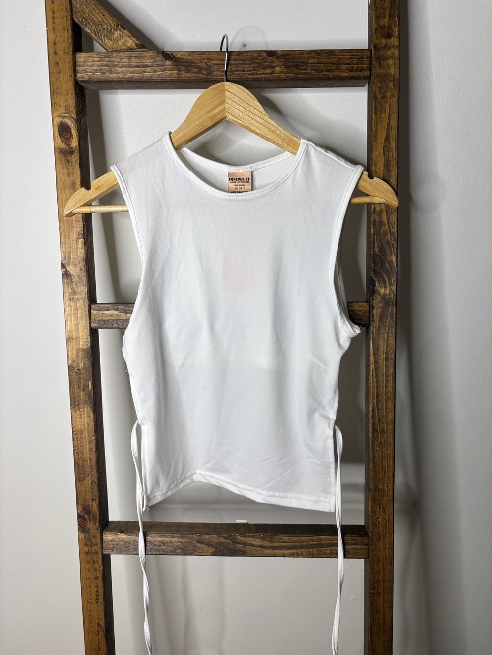 Forever 21 White Side-Tie Muscle Tank Top Size XS